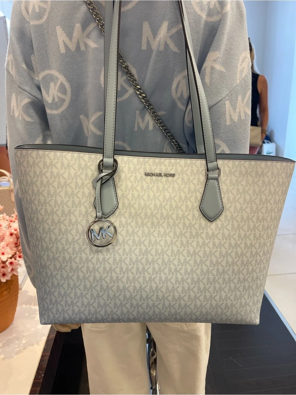 MICHAEL MICHAEL KORS SHEILA LG Multifunctional TOTE bag  Pale Ocean NWT